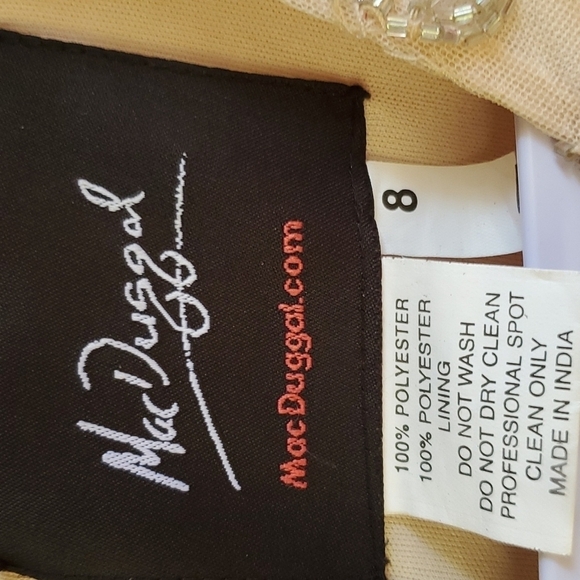 Mac Duggal Cocktail Dress 8 Allover Beading NWT 10812 Porcelain color - Picture 4 of 9